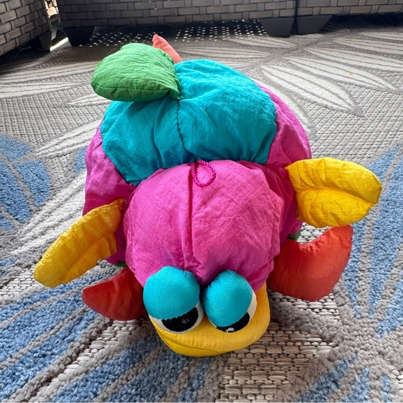 Vintage 1991 Commonwealth Hot Puffs 16” Neon Plush Fish Yellow Pink Blue - Picture 1 of 6
